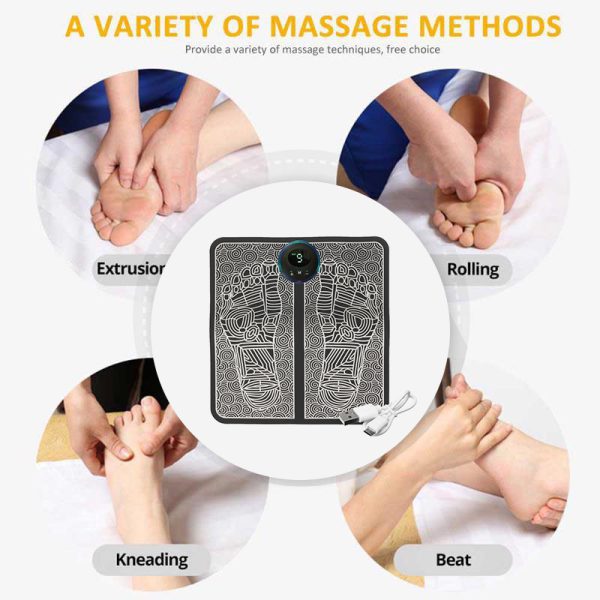 Ems Foot Massager Mat Electric Usb Charging Smart Display Tens Acupuncture Feet Cushion Blood Circulation Pad Health Care Home – With Box