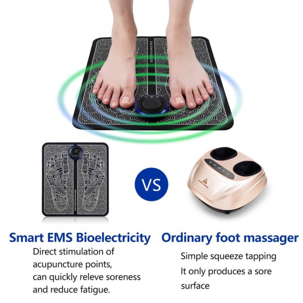 Ems Foot Massager Mat Electric Usb Charging Smart Display Tens Acupuncture Feet Cushion Blood Circulation Pad Health Care Home – With Box